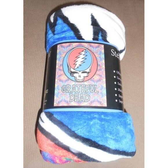 New Fractal Grateful Dead Steal Your Face Plush Fleece Throw Gift Blanket Thick - Picture 2 of 2